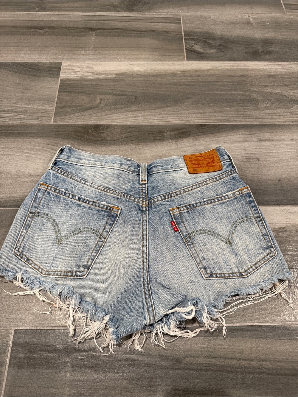 Levi's Light Blue Distressed Denim Cutoff Shorts